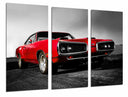 Tríptico Coche Deportivo Rojo Carreras Vintage