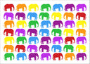 Lámina elefantes de colores, infantil, animado, colores