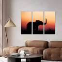 Estancia paisaje cria de elefante en atardecer, salvaje, animal, naturaleza