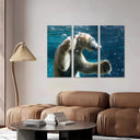Estancia oso polar buceando, nadar, pesca, salvaje, oceano