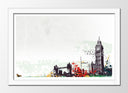 Cuadro enmarcado blanco ciudad de londres retro, colores