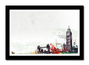 Cuadro enmarcado negro ciudad de londres retro, colores