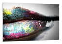 Cuadro labios mujer en colores vivos imagen blanco y negro