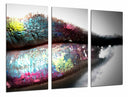 Tríptico labios mujer en colores vivos imagen blanco y negro