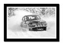 Cuadro enmarcado negro Coche Carreras Rally Vintage, Paisaje Nevado