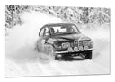 Cuadro Coche Carreras Rally Vintage, Paisaje Nevado
