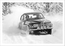 Lámina Coche Carreras Rally Vintage, Paisaje Nevado