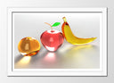 Cuadro enmarcado blanco fruta de cristal, colores