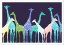 Lámina jirafa de colores en fondo oscuro, naturaleza, animal