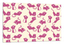 Cuadro silueta gatos rosa en fondo amarillo, decoracion, animal