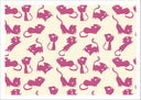 Lámina silueta gatos rosa en fondo amarillo, decoracion, animal
