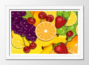 Cuadro enmarcado blanco frutas variadas, multicolor