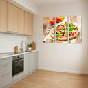 Estancia pizza sobre madera, comida