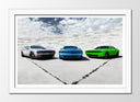 Cuadro enmarcado blanco Coches Carreras Colores Sobre Fondo de Asfalto