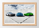 Cuadro enmarcado natural Coches Carreras Colores Sobre Fondo de Asfalto
