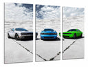 Tríptico Coches Carreras Colores Sobre Fondo de Asfalto