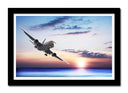 Cuadro enmarcado negro Avion Pasajeros en el Cielo, Atardecer Mar