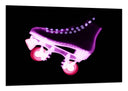 Cuadro patin color neon morado, fondo negro, patinaje