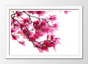 Cuadro enmarcado blanco oriental ,arbo,l ramas, rosa ,decoracion, naturaleza ,almendro