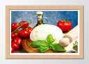Cuadro enmarcado natural mozzarella, tomate, aceite, albahaca