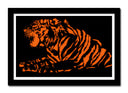 Cuadro enmarcado negro tigre naranja y negro, animal, decoracion