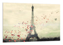 Cuadro Paisaje Ciudad Paris, Romantico Petalos Rosa, Eiffeil