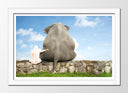 Cuadro enmarcado blanco elefante con niña, amistad, decoracion, infantil