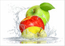 Lámina de manzanas en el agua, roja, verde, amarilla, fruta