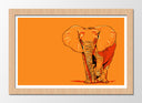 Cuadro enmarcado natural elefante fondo naranja, animal, salvaje, naturaleza, decoracion