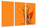 Tríptico elefante fondo naranja, animal, salvaje, naturaleza, decoracion