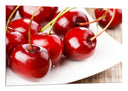 Cuadro cerezas sobre fondo blanco, fruta, verano