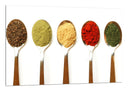 Cuadro tres cucharas con especias, condimento, sabores