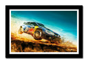 Cuadro enmarcado negro Coche Carreras Rally en Paisaje Desierto Red Bull, Azul