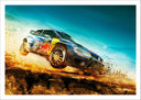 Lámina Coche Carreras Rally en Paisaje Desierto Red Bull, Azul