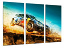 Tríptico Coche Carreras Rally en Paisaje Desierto Red Bull, Azul