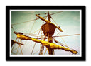Cuadro enmarcado negro mastil de barco, carabela, vela