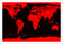 Lámina mapamundi color rojo y negro