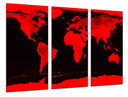 Tríptico mapamundi color rojo y negro