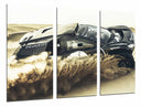 Tríptico Coche Peugeot Carreras Rally Sobre Duna en el Desierto