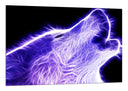 Cuadro lobo aullando neon, morado en fondo negro