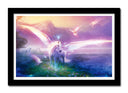 Cuadro enmarcado negro Paisaje Naturaleza Lago Fantasia Caballo Unicornio