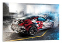 Cuadro Coche Carreras Rally Nissan Mismo, Garaje con Humo