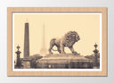 Cuadro enmarcado natural estatua de leon, ciudad de paris, eiffel