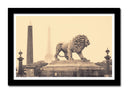 Cuadro enmarcado negro estatua de leon, ciudad de paris, eiffel