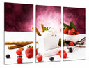 Tríptico bola de helado con fresas, postre