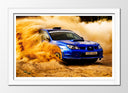 Cuadro enmarcado blanco Paisaje Desierto Nuve Arena, Coche Carreras Azul Rally