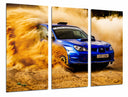 Tríptico Paisaje Desierto Nuve Arena, Coche Carreras Azul Rally