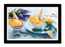Cuadro enmarcado negro copas de helado, postre, naranja, refrescante