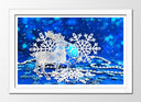 Cuadro enmarcado blanco figura ciervo navidad, nieve, decoracion, animal