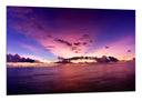 Cuadro paisaje atardecer en el oceano, tonos morados, mar